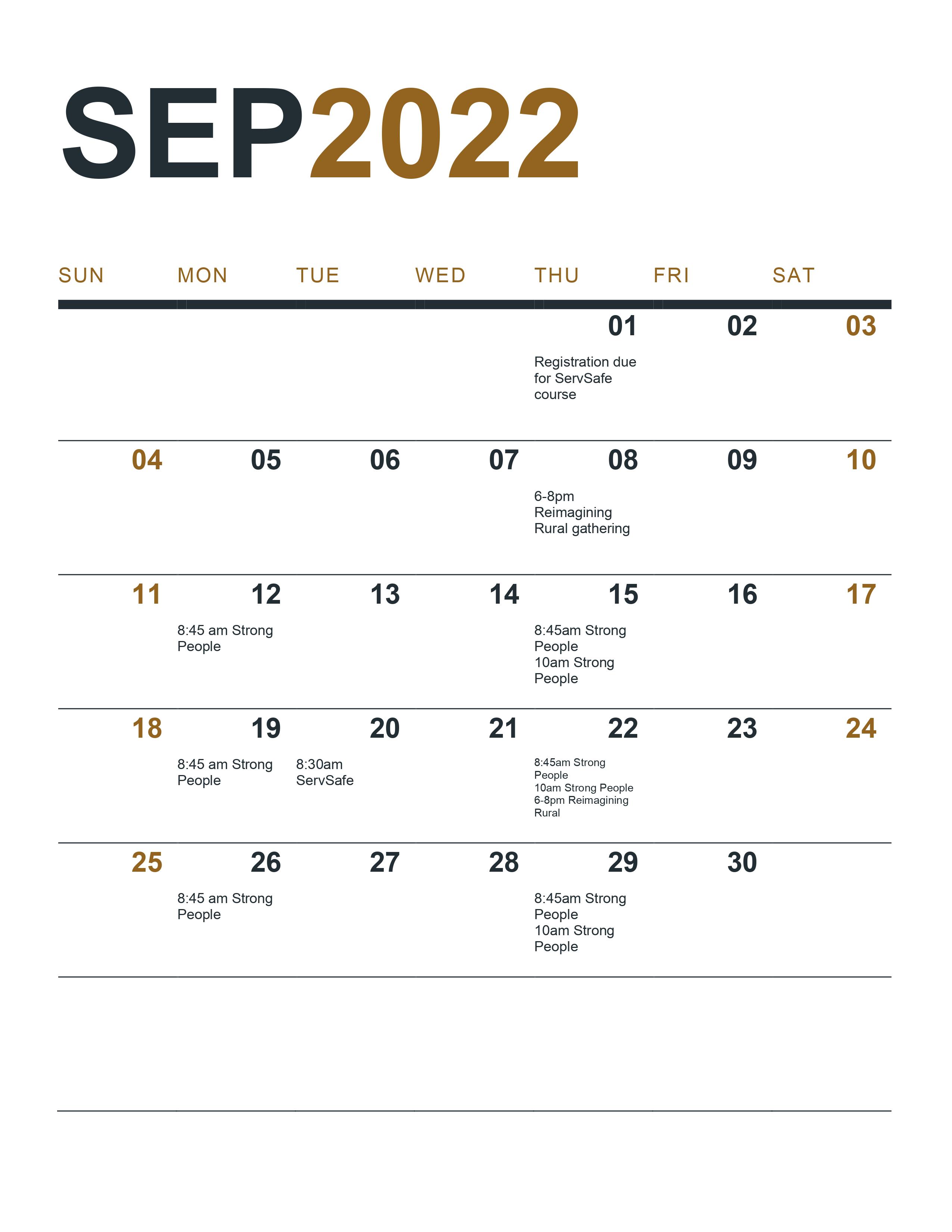 September FCS Calendar
